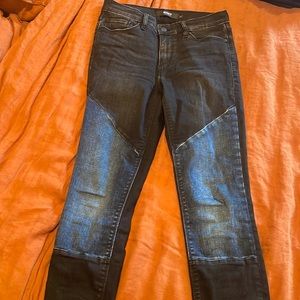 Hudson two-tone black and blue denim jeans.